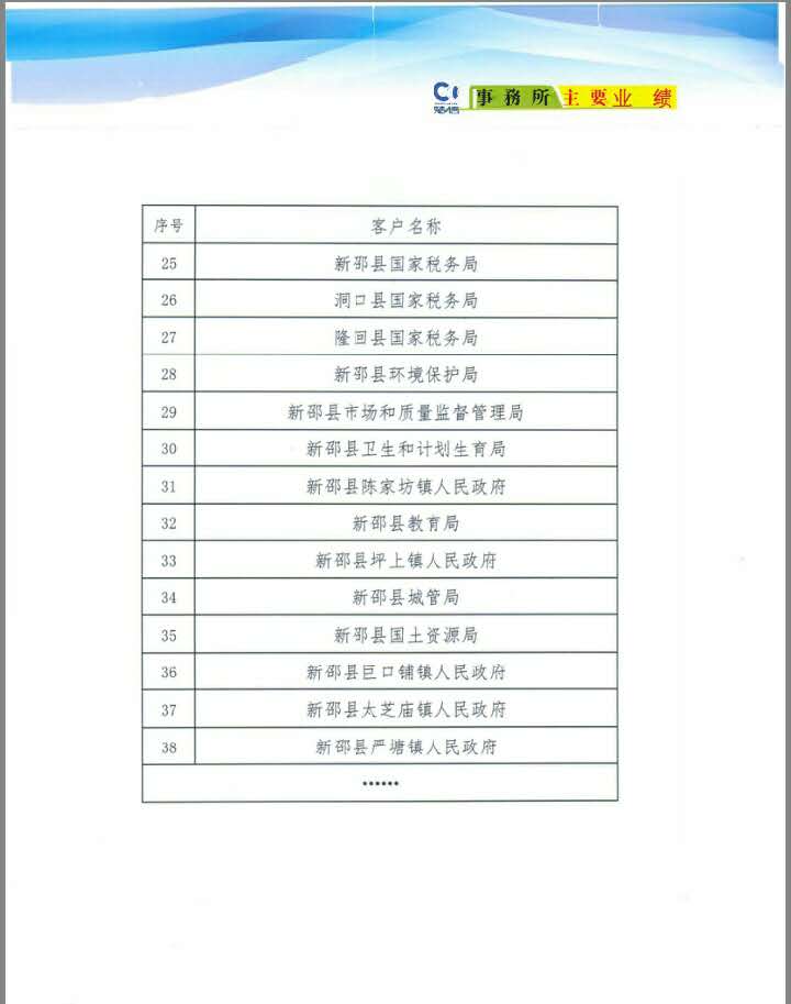 楚信所近年法律顾问服务业绩